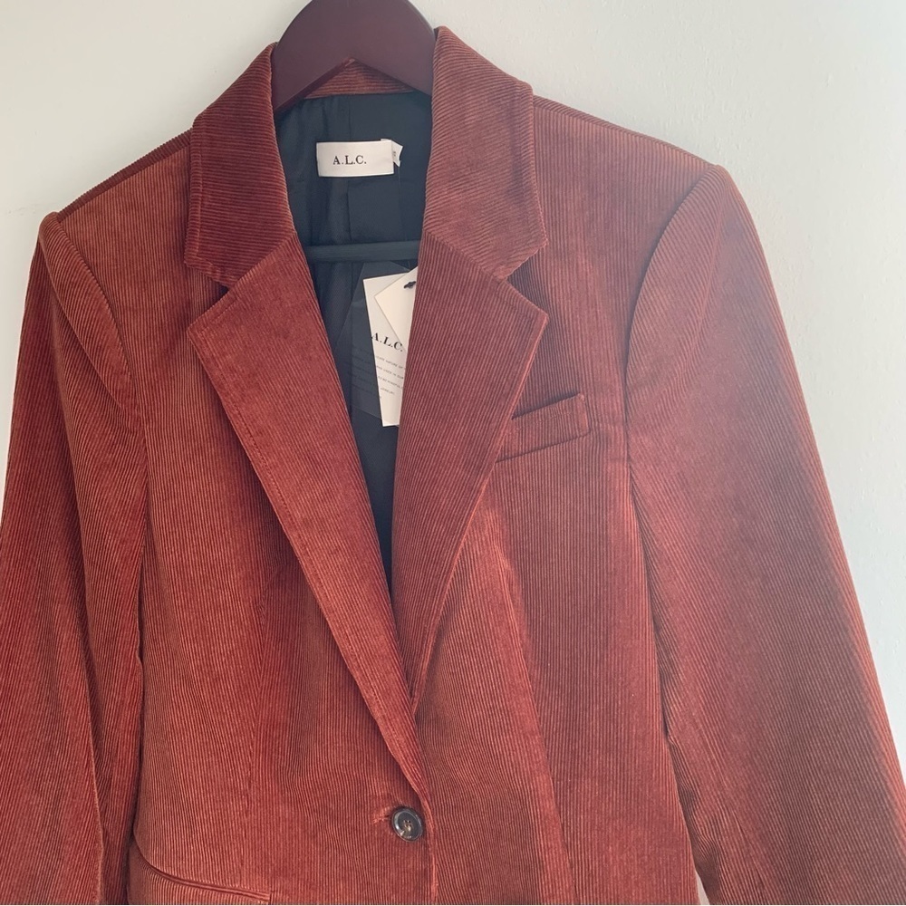 A. L. C. Vernay Corduroy Blazer In Deep Rust Size US 10 Rare Find - Picture 9 of 13